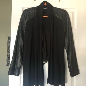 Drapey Leather/Knit Mix Cardigan